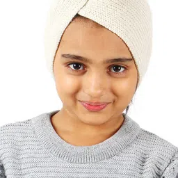 Bharatasya Kids Cream-Colored Handknitted Winter Headband-picture-21