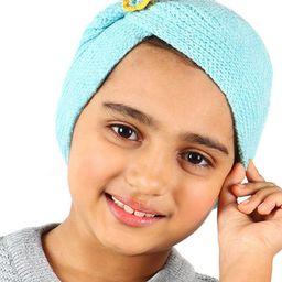 Bharatasya Girls Turquoise Blue Woolen Ear Warmer Headband-image-19