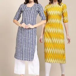 KALINI Women Pack of 2 Geometric Printed Crepe Kurta-image-48