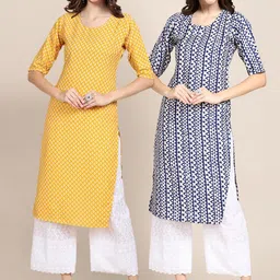 KALINI Pack Of 2 Women Ethnic Motifs Printed Summer Sheers Crepe Kurta-image-72
