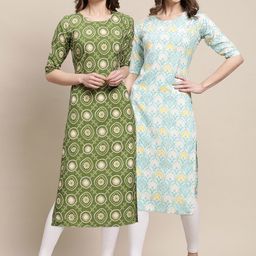KALINI Women Pack Of 2 Ethnic Motifs Printed Crepe Kurta-image-6