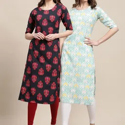 KALINI Women Pack of 2 Printed Summer Sheers Crepe Kurta-image-89