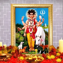 Hawai Gold-Toned & Blue Lord Dattatreya Wood Wall Photo Frames-picture-38