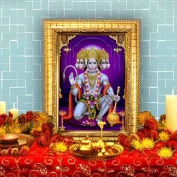 Hawai Gold-Toned & Purple Panchmukhi Hanuman Wooden Wall Photo Frame-picture-39