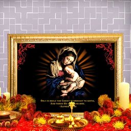 Hawai Gold-Toned & Navy Blue Mother Mary With Jesus Wood Wall Photo Frames-57