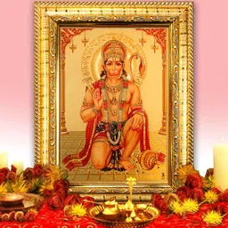 Hawai Gold Toned Hanuman Digital Printed Rectangle Wall Photo Frame-10