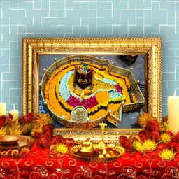 Hawai Gold-Toned & Grey Lord Grishneswar Shivaling Rectangle Wooded Wall Photo Frame-picture-52