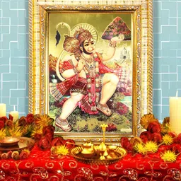 Hawai 24K Gold Plated Sanjeevani Parvat Hanuman Wooden Rectangular Wall Photo With Frame-image-42