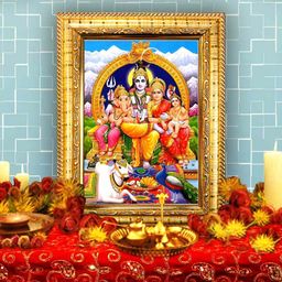 Hawai Gold-Toned & Red Shiv Parivar Wooden Wall Photo Frame-10