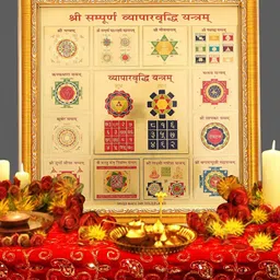Hawai Gold-Toned & Black Self Design Wooden Sampurna Vyapaar Vriddhi Yantra Photo Frame-34