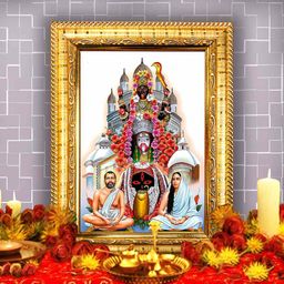 Hawai Gold Toned and white Shree Ramkrishna Paramhans Maa Sarada Wooden Rectangle Wall Photo Frame-8