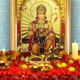 Hawai 24K Gold Plated Shree Bajrang Bali Hanuman Wooden Wall Photo Frame-41