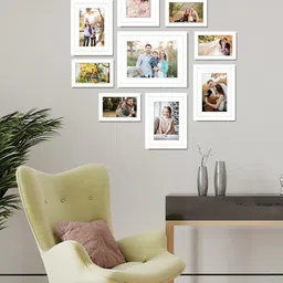 RANDOM Set Of 9 White Solid Individual Wall Photo Frames-16