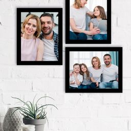 eCraftIndia Set Of 3 Black Solid Memory Wall Collage Photo Frames-12
