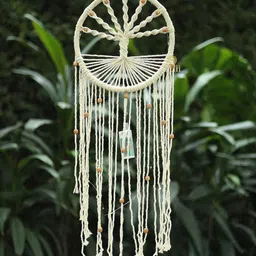 DULI Off White Boho Macrame Tree Of Life Hanging With Lights Dream Catcher image 2