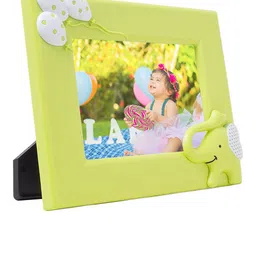 Golden Peacock Green & Grey Elephant Horizontal Table-Top Photo Frame image 3
