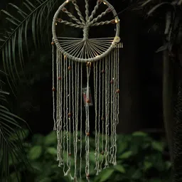 DULI Off White Boho Macrame Tree Of Life Hanging With Lights Dream Catcher image 3