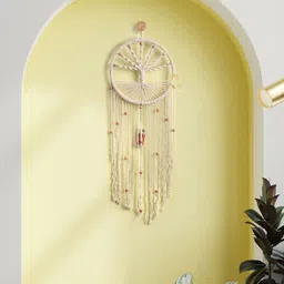 DULI Off White Boho Macrame Tree Of Life Hanging With Lights Dream Catcher image 4