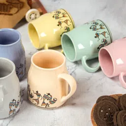 trending multi color dancing girl flask cane set of 6 peice Ceramic Coffee Mug-4