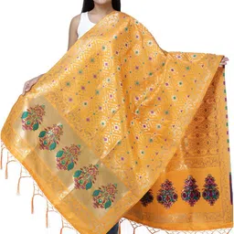 Exotic India Ethnic Motifs Woven Design Art Silk Dupatta-picture-55