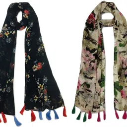 stolevilla Floral Print Chiffon Women Multicolor Scarf, Stole, Fancy Scarf-picture-45