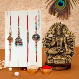 Bhaiya Bhabhi Bhaiya Bhabhi Rakhi Combo Gift Set Assorted, Gold Finish, Pearl, Plastic (PVC) Rakhi, Showpiece, Chawal Roli Pack Set-image-26