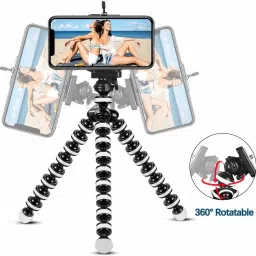 Aneeh Gorilla Tripod/Mini Tripod 13 inch Flexible Gorilla Stand for DSLR & Action Cameras for Mobile Phone with Phone Mount & monopod (Black, White, Supports Up to 2000 g) Monopod, Tripod Kit, Tripod Ball Head, Monopod Kit, Tripod image 3