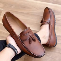 Trendy Tan Partywear Latest Design Premium Buckle Loafers For Men Loafers For Men-image-75