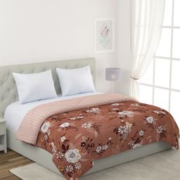 ROMEE Brown & White Cotton Floral Mild Winter Double Bed Comforter-18