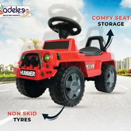 Hummer Manual Push Car With Front Light Music And Back Rest Car Non Battery Operated Ride On-22