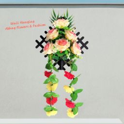 Wall Hanging Multicolor Rose Artificial Flowerwith Pot-3