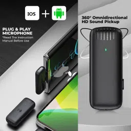mobizac Dual Users Wireless Mic with Noise Cancellation for Video Recording Reels and Youtube Wireless Microphone image 3