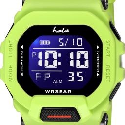 Multi Function Working Premium Quality LED Luminous Light For Mens & Boys Digital Watch - For Men HL1035-Lime Green Shockproof SiliconeStrap Hybrid Square Dial Sports Chronograph-1
