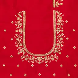 Unstitched Art Silk Blouse Material Embroidered-image-58