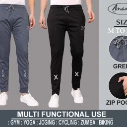 Pack of 2 Men Solid, Self Design Multicolor Track Pants-image-34