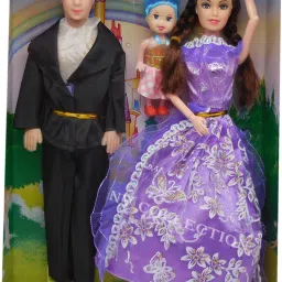 Beautiful couple Doll Set with Foldable Hands & Leg with baby girl (multicolor)-19