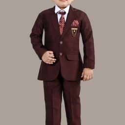 Boys 4-Piece Coat Pant Suit Set Solid Suit-image-18