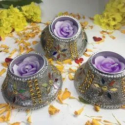 me&you Traditional Diya Candle – Perfect Festive Décor for Diwali Silver 1 - Cup Candle Holder Set-picture-35