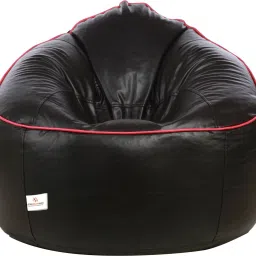 XXXL Muddha Black with Pink Piping Filled with Beans Teardrop Bean BagWith Bean Filling-21