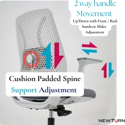 newturn Ultra Ergonomic Mesh with Spine & Handle adjustment & 2 yrs parts Repl.wrty Nylon Office Executive Chair image 4