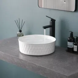 Premium Fancy Round Tabletop Hand Wash basin for Hall (16.5X16.5X5.3 Inch) IZ7015 Table Top Basin-image-1
