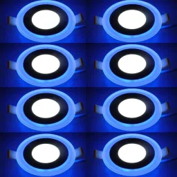 6 watt (3+3) LED Round Panel Light Ceiling POP 3D Effect Lighting (Double Color)Blue & White pack of 8 Recessed Ceiling Lamp-21