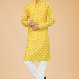 Men Cotton Blend Kurta Pyjama Set-image-51