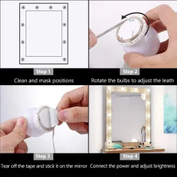 bm ecom traders 8 Watts Vanity Lights for Mirror 10 Bulbs Dimmable Brightness Stick on Mirror Night Lamp image 5