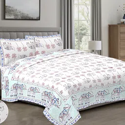 140 TC Cotton Double Jaipuri Prints Flat Bedsheet-image-30