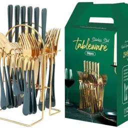 ®Gold Plated Flatware, Kitchen Utensil,Mirror Polish Tableware Cutlery Set. Stainless Steel Cutlery Set-11