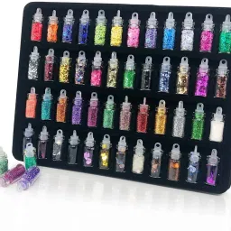 3D Glitter Set of Nail Decoration,Nail Tools Multicolour - Set of 48 Bottles-picture-12