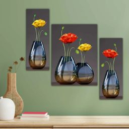 (406)Set Of 3 Flower Pots Home Decor Wall Paintings For Living Room Digital Reprint 12 inch x 18 inch Painting-24