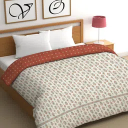 CHHAVI INDIA Orange & White Floral AC Room 210 GSM Double Bed Comforter-image-4