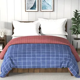 Nautica Bristol Blue & Red Checked AC Room 150 GSM Double Bed Comforter-11